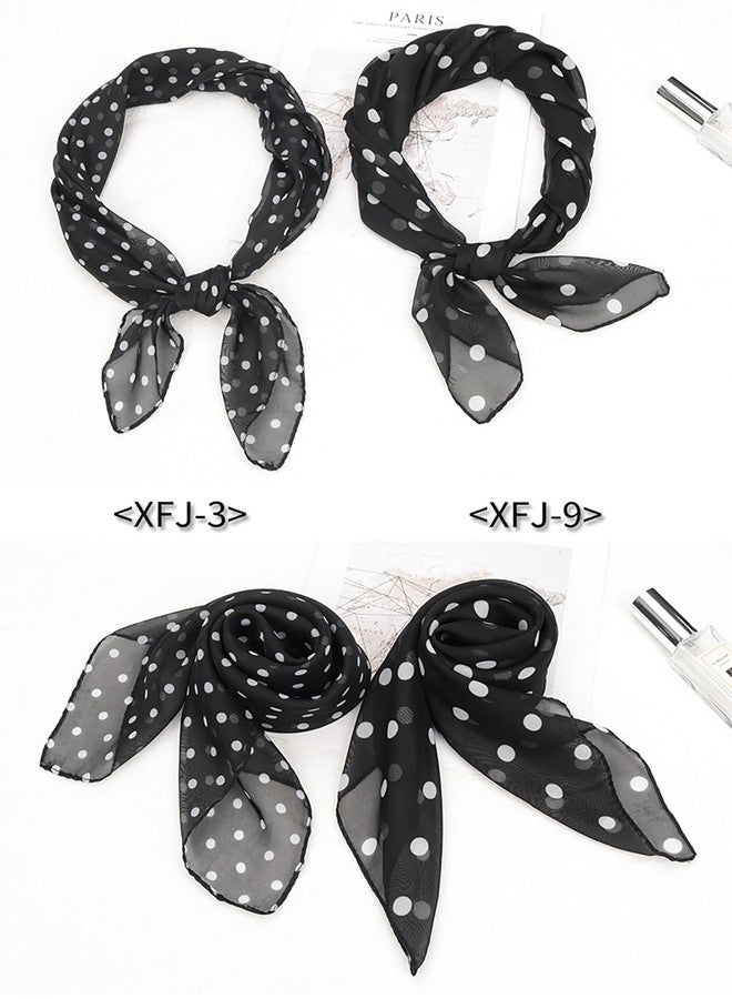 CXQRR 50s Chiffon Polka Dot Print Scarf Elegant Casual Square Scarf for Women 23.5" x 23.5" - Image 5
